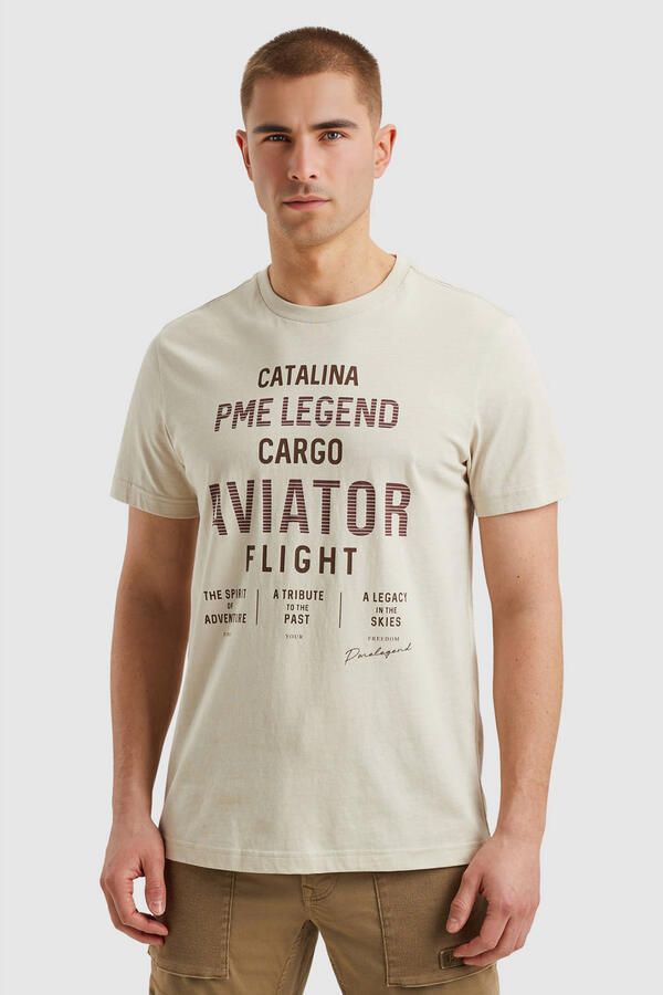 PME Legend Korte Mouw R-Neck Jersey T-shirt Beige Heren