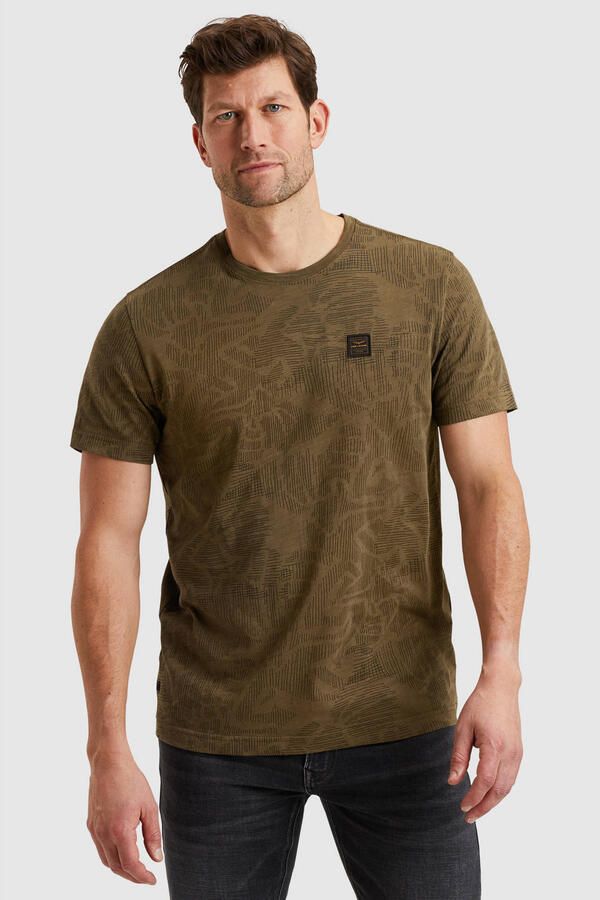 PME LEGEND Heren Polo's & T-shirts Short Sleeve R-neck Slub Jersey Aop Groen - Foto 6