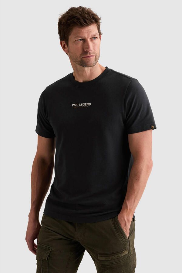 PME LEGEND T-shirt met klein artwork en wafelstructuur