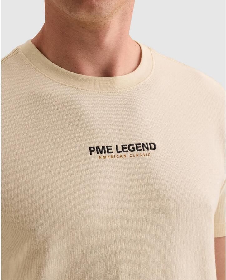 PME LEGEND Heren Polo's & T-shirts Short Sleeve R-neck Flat Waffle Jersey Ecru - Foto 5