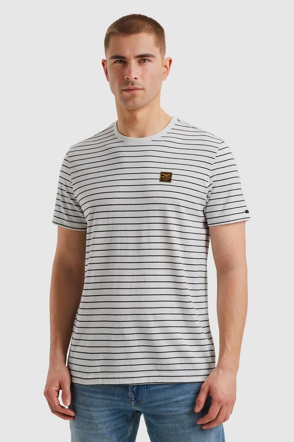 PME LEGEND Heren Polo's & T-shirts Short Sleeve R-neck Yd Melange Striped Jersey Beige - Foto 5