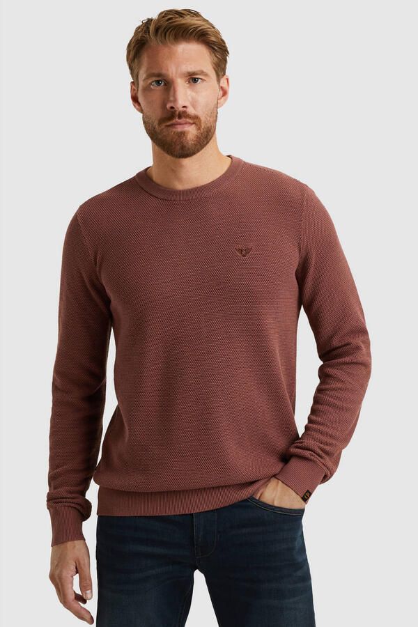 PME Legend Gebreide pullover met ronde hals en labelstitching - Foto 3