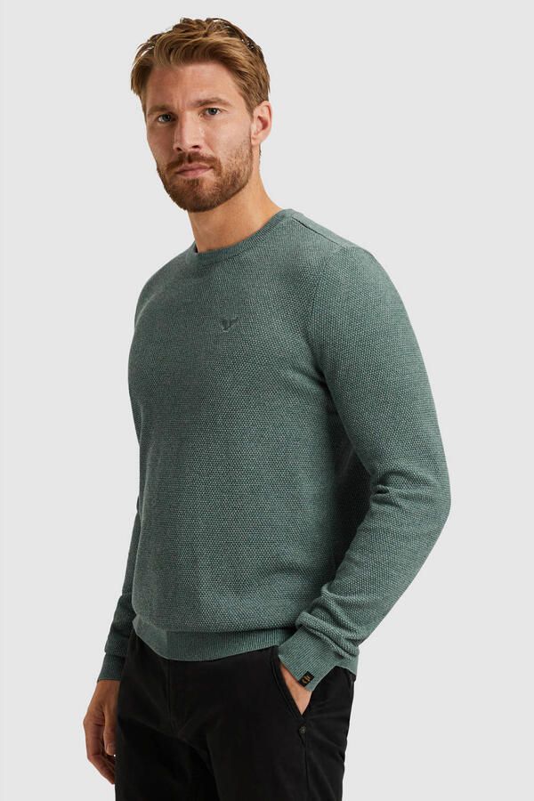 PME Legend trui met ingebreid patroon petrol