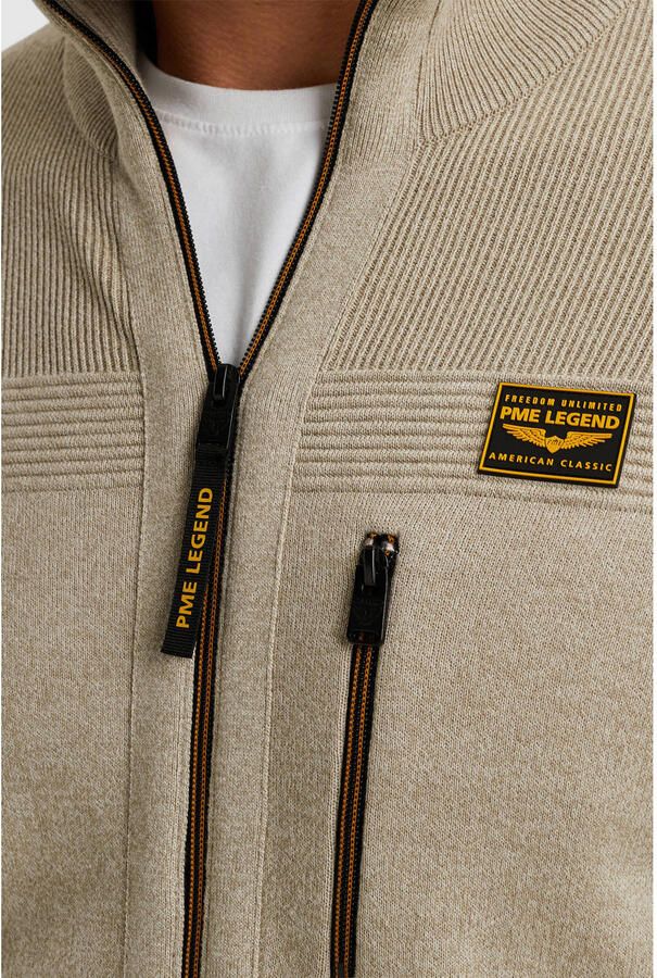 PME Legend vest met ingebreid patroon beige - Foto 2