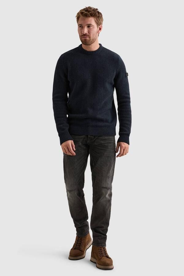PME Legend wollen regular fit gebreide trui donkerblauw - Foto 2