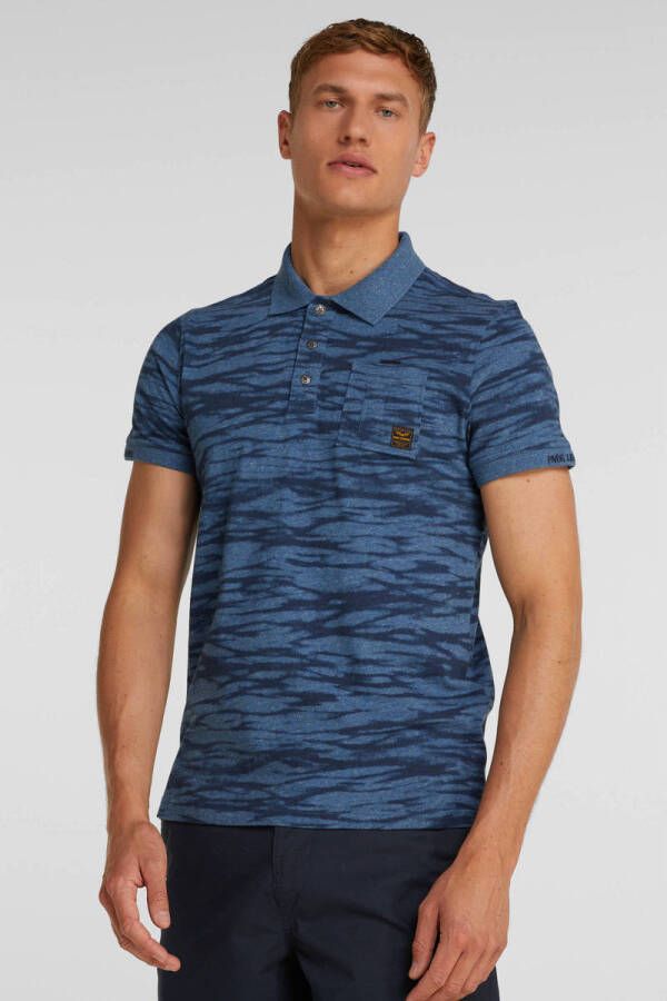 PME Legend polo met all over print 590 blauw