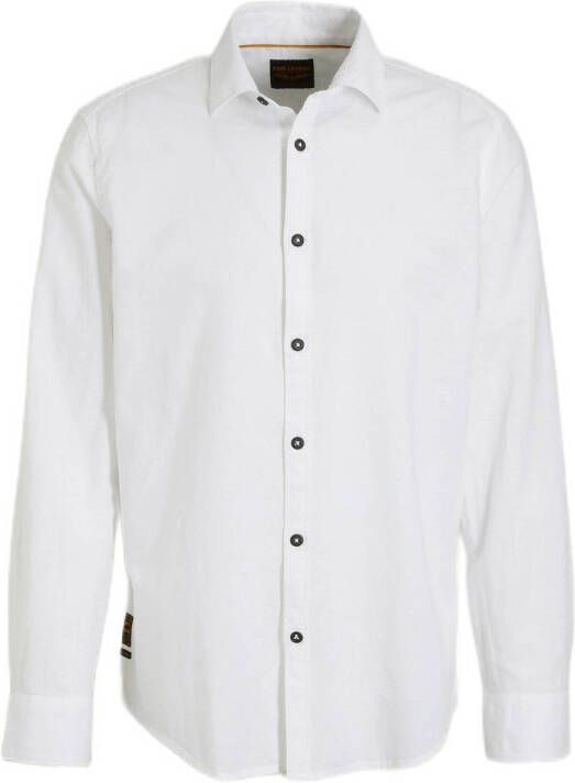 PME Legend regular fit overhemd met linnen wit