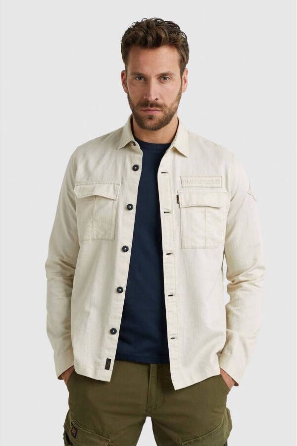 PME Legend regular fit overshirt met linnen ecru