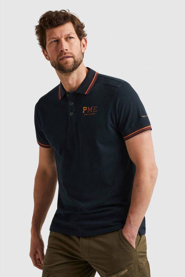 PME Legend regular fit polo met logo donkerblauw