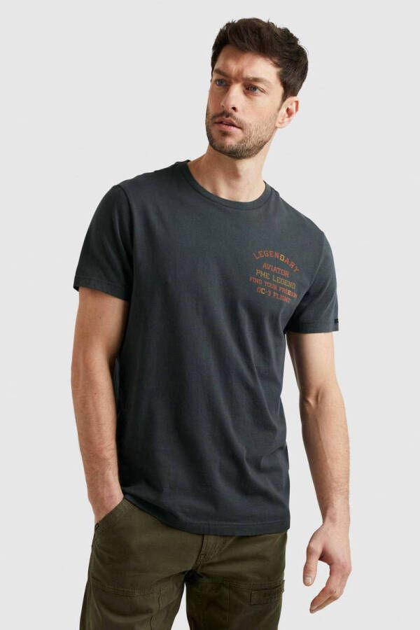 PME Legend regular fit T-shirt met backprint Asphalt