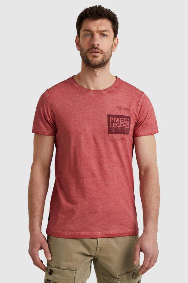 PME Legend regular fit T-shirt met backprint roze