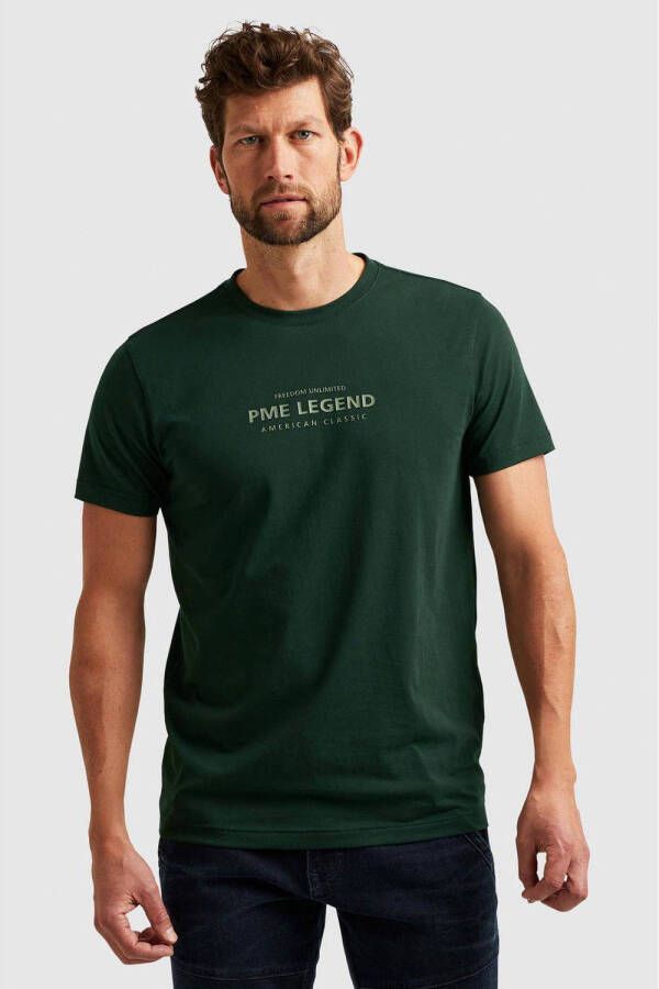 PME Legend regular fit T-shirt met printopdruk donkergroen