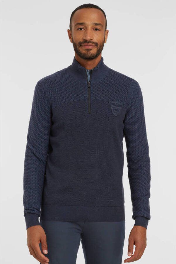 PME Legend Half zip collar cotton plated salute Blauw Heren