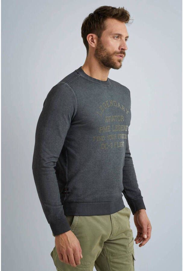 PME Legend sweater met printopdruk Asphalt