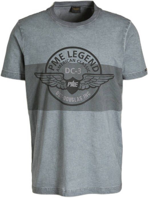 PME Legend T-Shirt Print Melange Grijs Heren