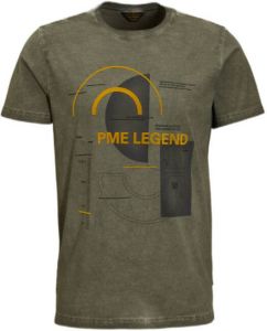 PME Legend T-shirt met printopdruk 6414 dusty olive