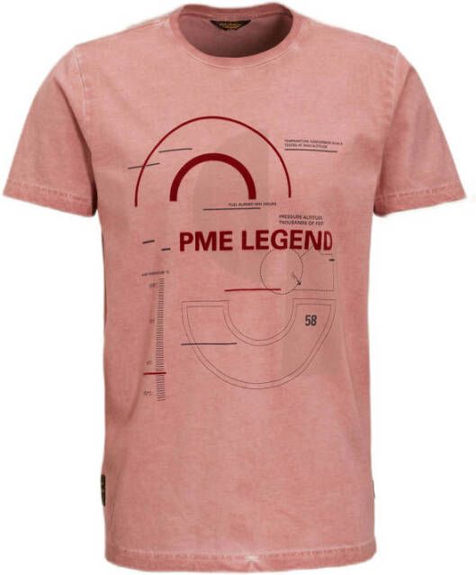 PME Legend T-shirt met printopdruk old rose
