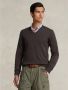 POLO Ralph Lauren fijngebreide wollen trui met logo en borduursels brown heather - Thumbnail 1