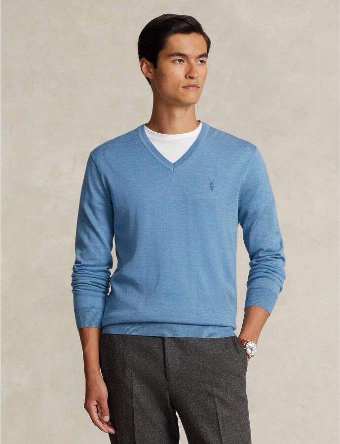 POLO Ralph Lauren wollen trui met logo en borduursels sky blue heather