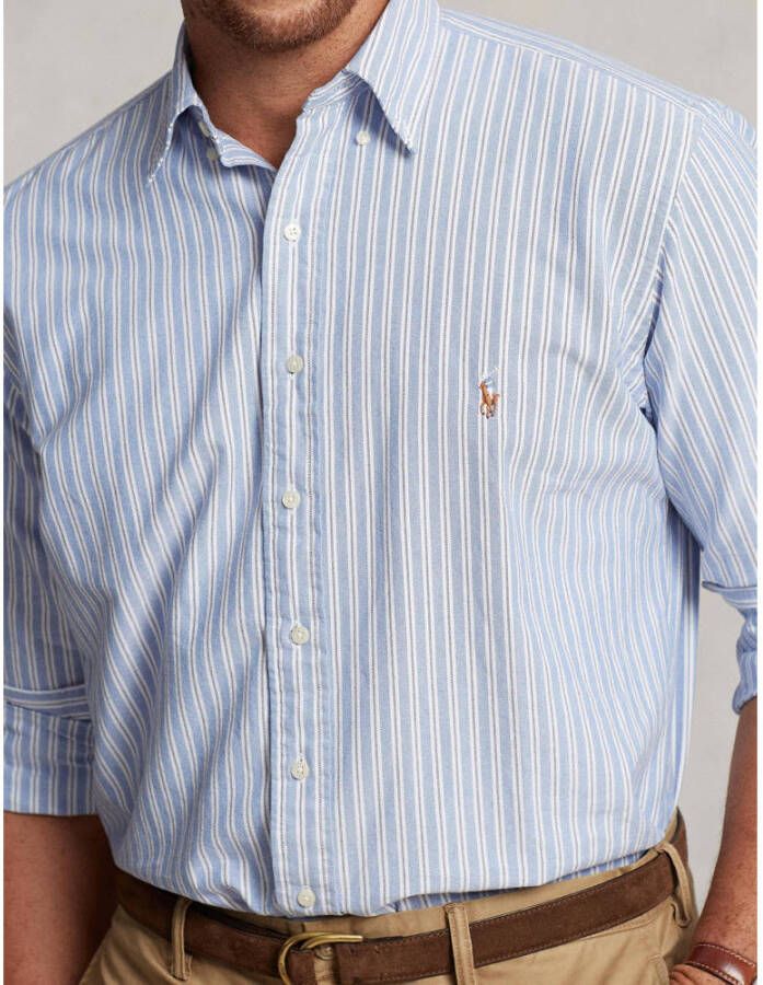 POLO Ralph Lauren Big & Tall +size gestreept regular fit overhemd blue white