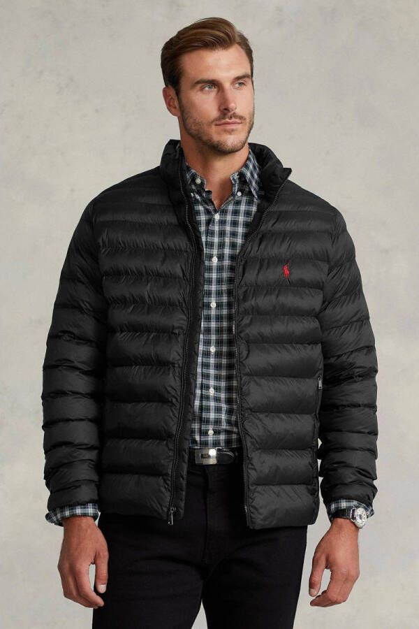 POLO Ralph Lauren Big & Tall +size gewatteerde jas Plus Size met logo en borduursels polo black