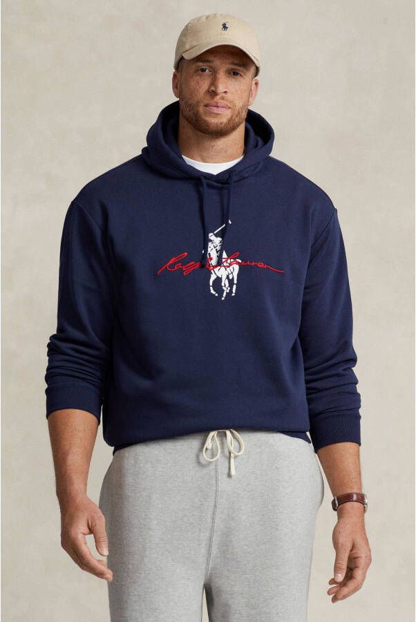 POLO Ralph Lauren Big & Tall +size hoodie met printopdruk cruise navy