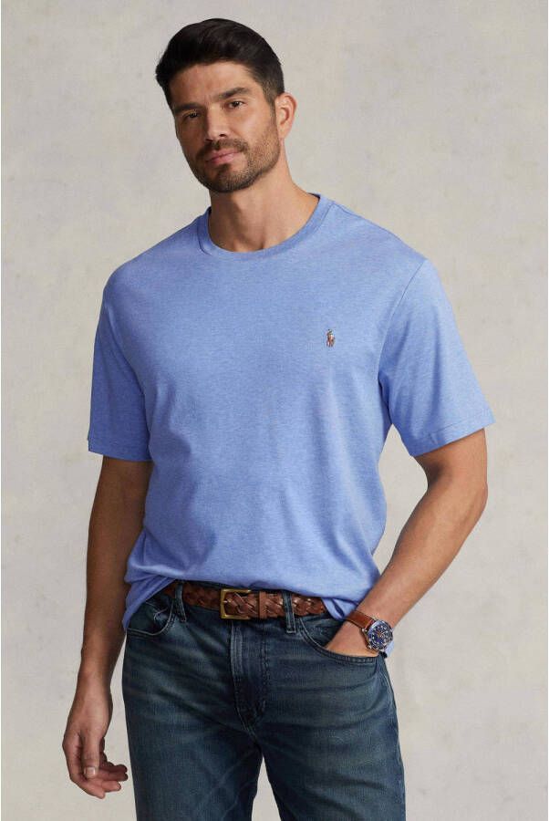 POLO Ralph Lauren Big & Tall +size regular fit T-shirt met borduursels soft royal heather