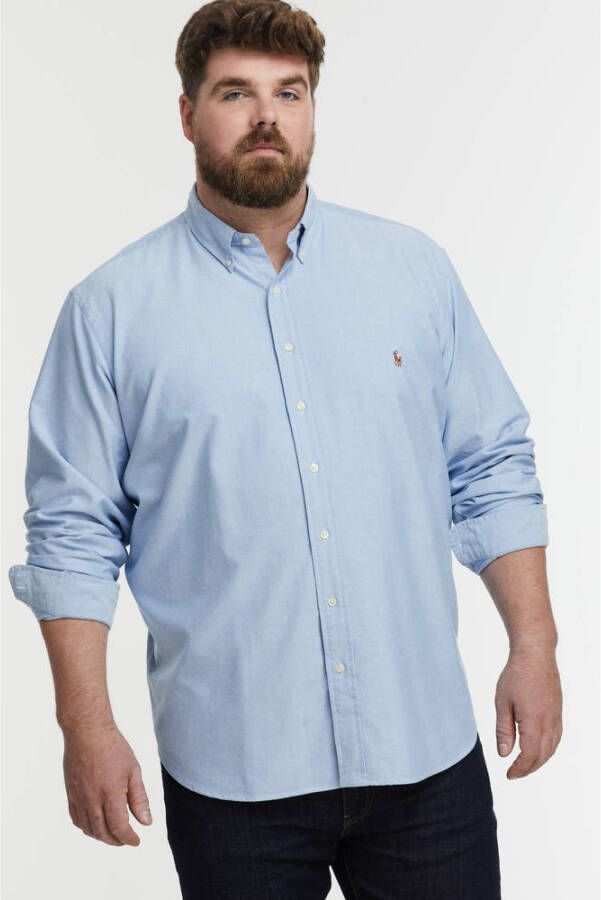POLO Ralph Lauren Big & Tall +size slim fit overhemd Plus Size lichtblauw