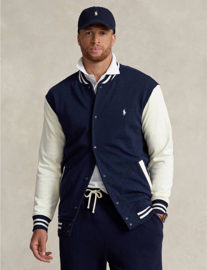 POLO Ralph Lauren Big & Tall +size sweatvest met contrastbies cruise navy clubhouse cream