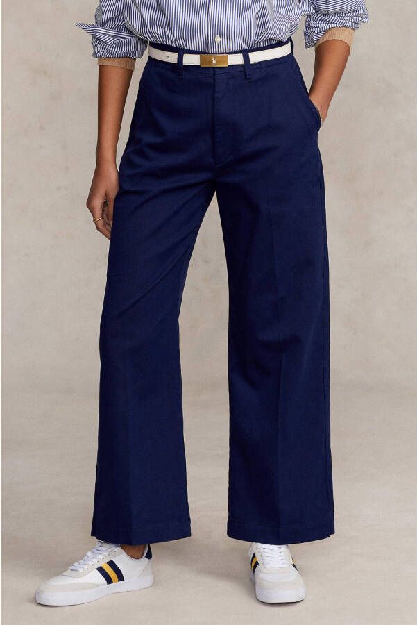 POLO Ralph Lauren cropped high waist loose fit broek donkerblauw
