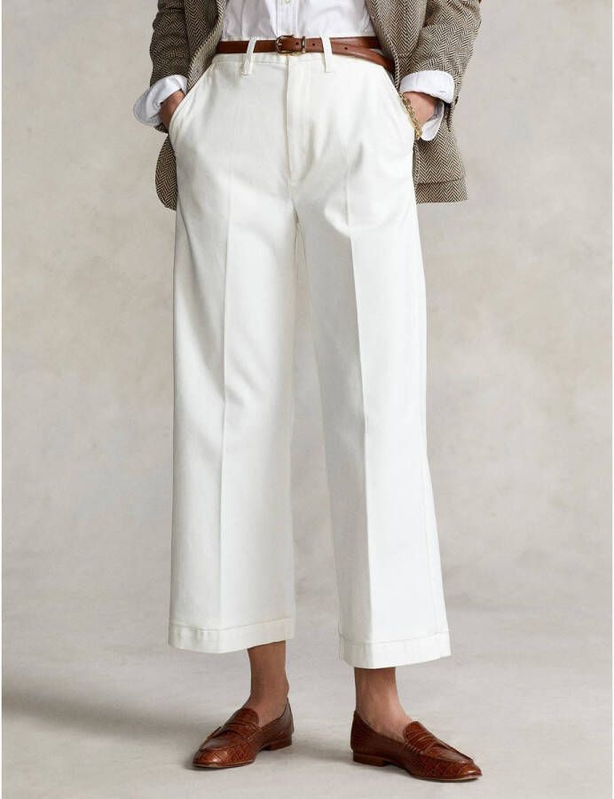 Polo Ralph Lauren Hoge Taille Flare Crop Broek White Dames