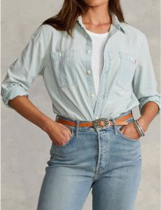 POLO Ralph Lauren denim blousemet backprint lichtblauw