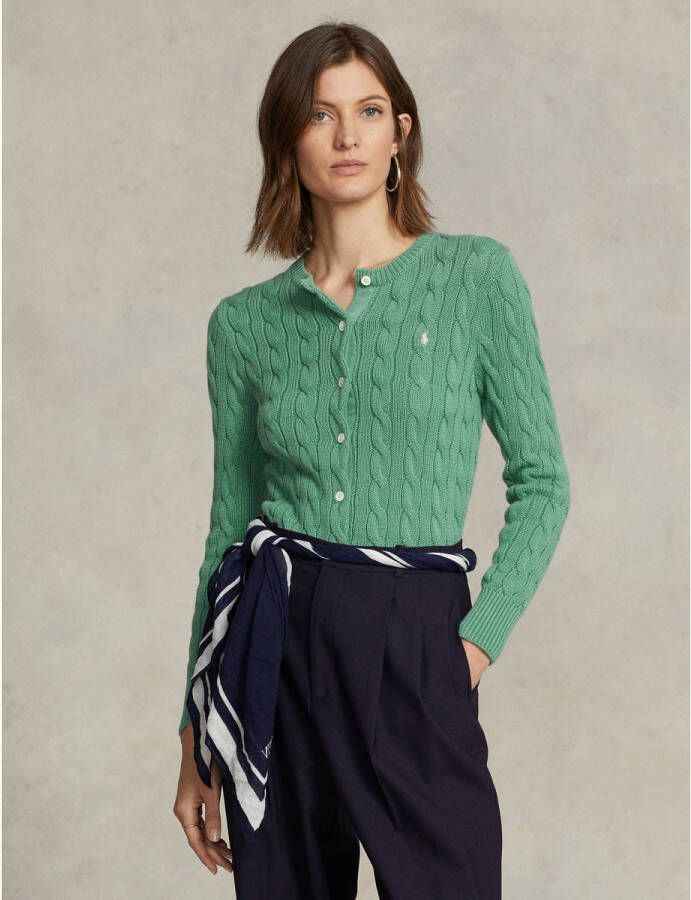 Polo Ralph Lauren Gebreid jack met labelstitching model 'CARDI'