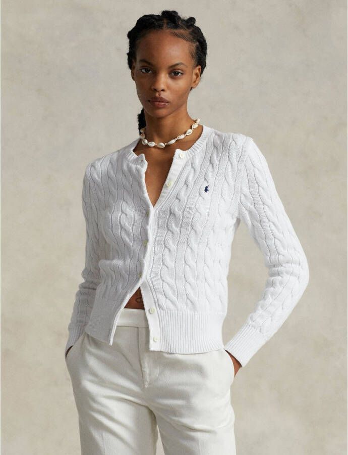 Polo Ralph Lauren Gebreide Cardigan met Logo Borduursel White Dames
