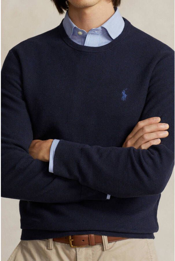 POLO Ralph Lauren gebreide pullover met logo navy htr