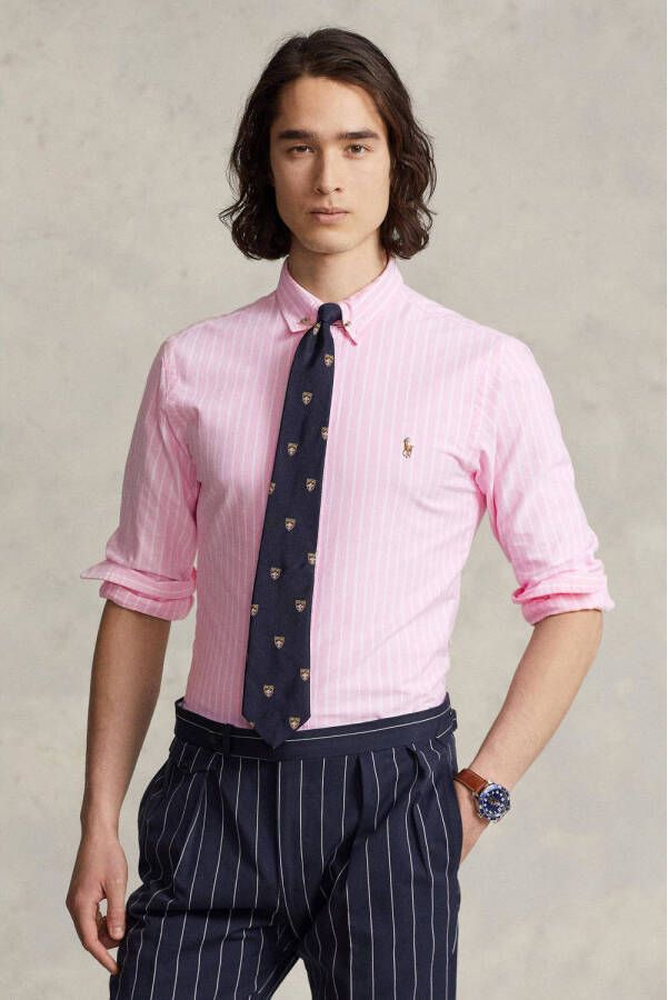 POLO Ralph Lauren gestreept slim fit overhemd pink