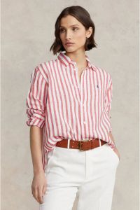 POLO Ralph Lauren gestreepte linnen blouse rood