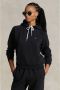Polo Ralph Lauren Comfortabele Zwarte Hoodie met Trekkoord en Geribbelde Profielen Black Dames - Thumbnail 1