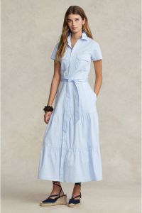 POLO Ralph Lauren maxi jurk met ceintuur lichtblauw