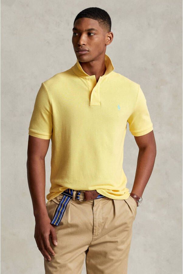 Polo Ralph Lauren Polo shirt met logo borduursel en geribbelde kraag en manchetten Yellow Heren