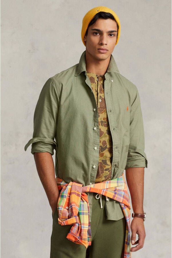 POLO Ralph Lauren regular fit overhemd met borduursels sage green