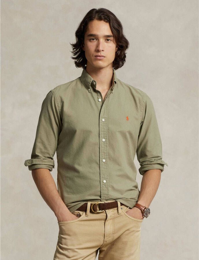 POLO Ralph Lauren regular fit overhemd met logo en borduursels sage green