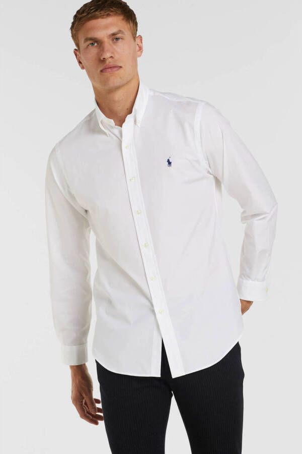 Polo Ralph Lauren Witte Oxford Overhemd Slim Fit Geborduurd Logo White Heren