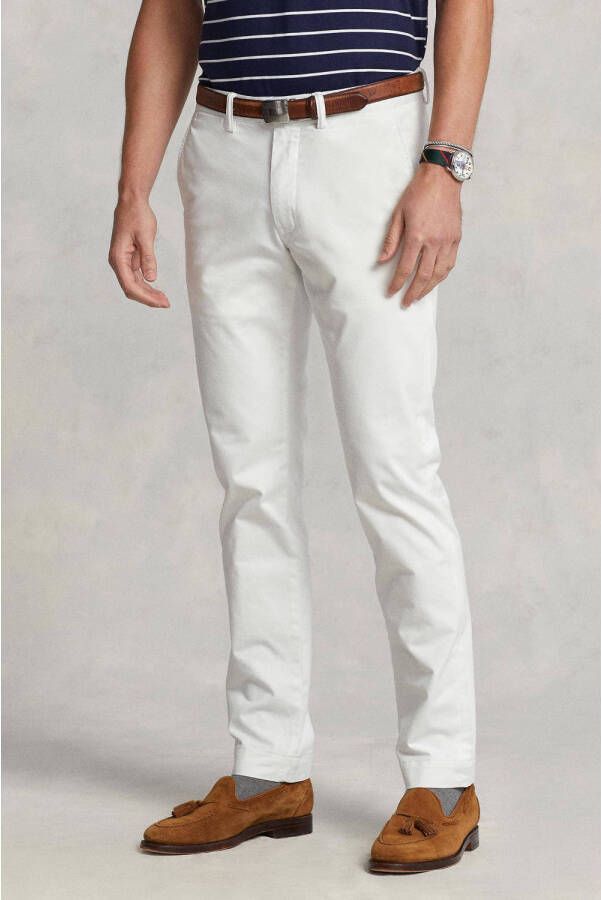 Polo Ralph Lauren Witte Slim Fit Broek met Pony Borduursel White Heren