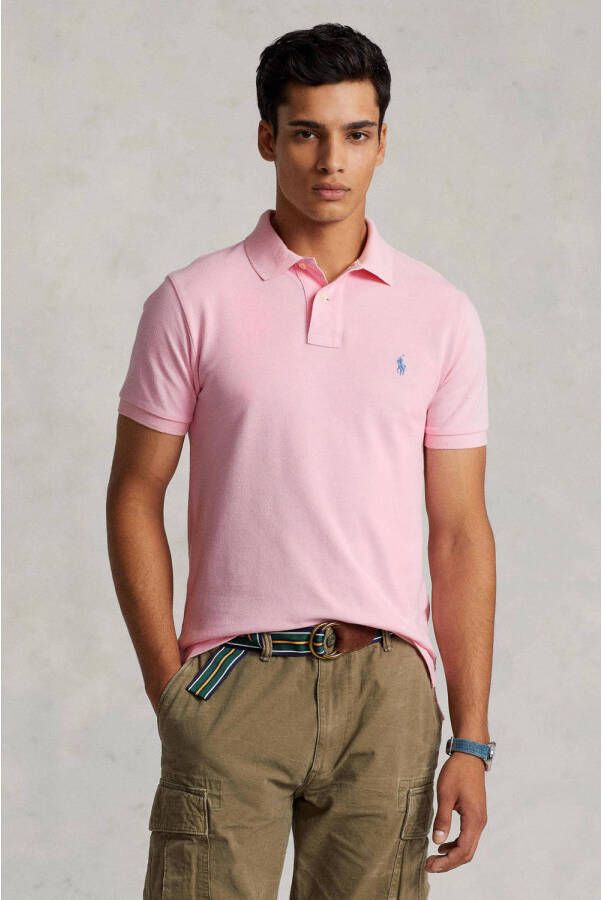 Polo Ralph Lauren Polo shirt met logo borduursel en geribbelde kraag en manchetten Pink Heren