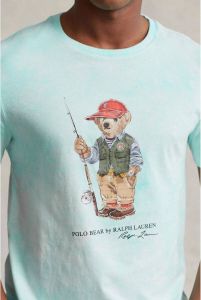 POLO Ralph Lauren slim fit T-shirt met printopdruk island aqua