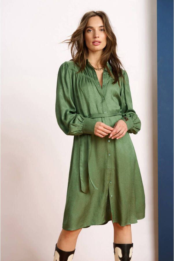 POM Amsterdam blousejurk met ceintuur groen