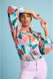 POM Amsterdam blouse Elements met all over print groen oranje lila - Thumbnail 2