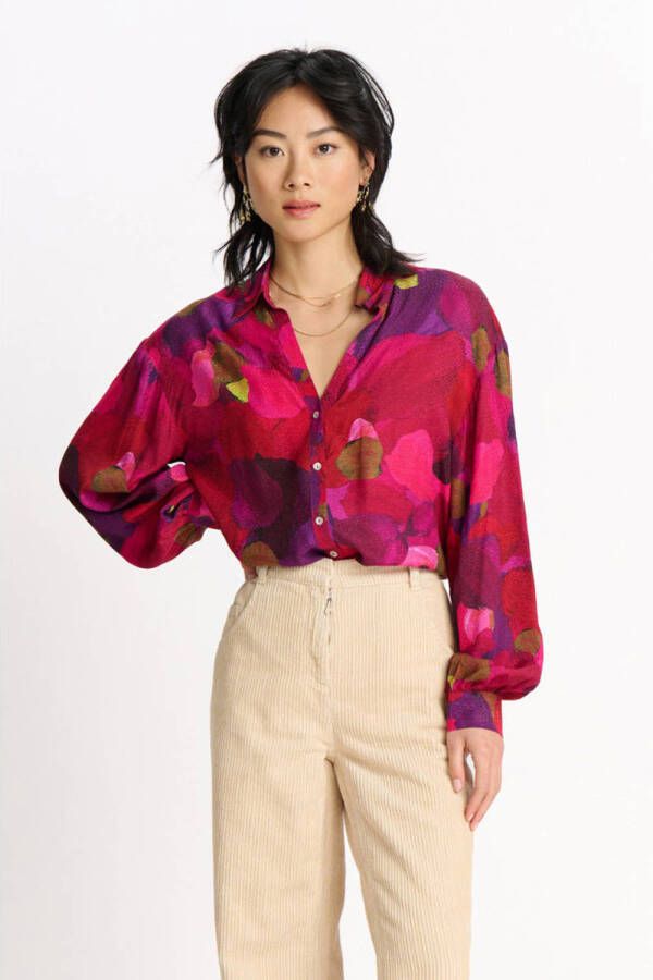 POM Amsterdam blouse met all over print fuchsia
