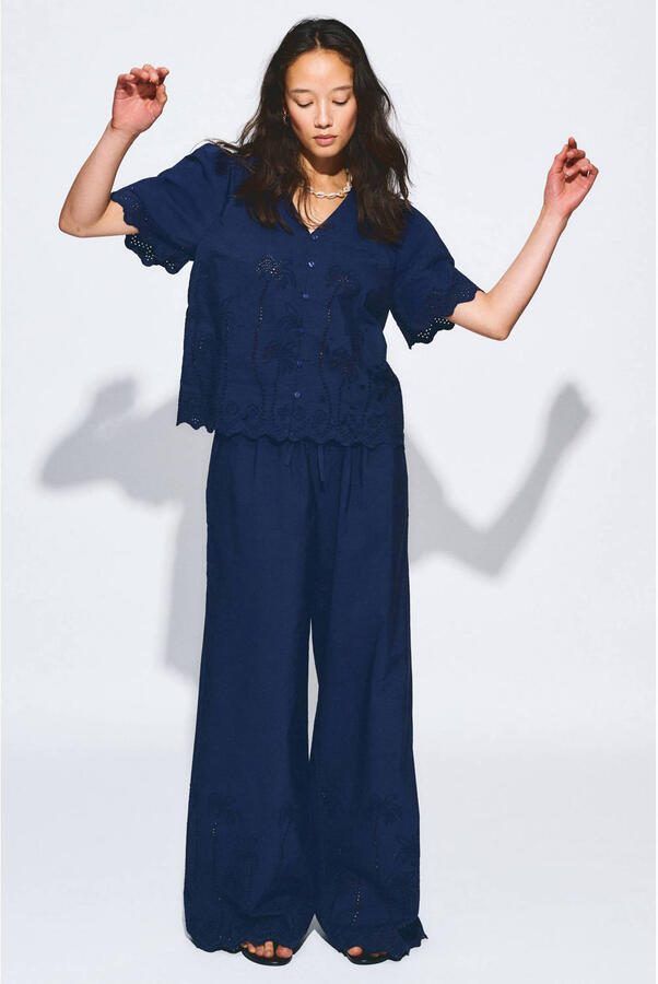 POM Amsterdam blouse broderie donkerblauw - Foto 3